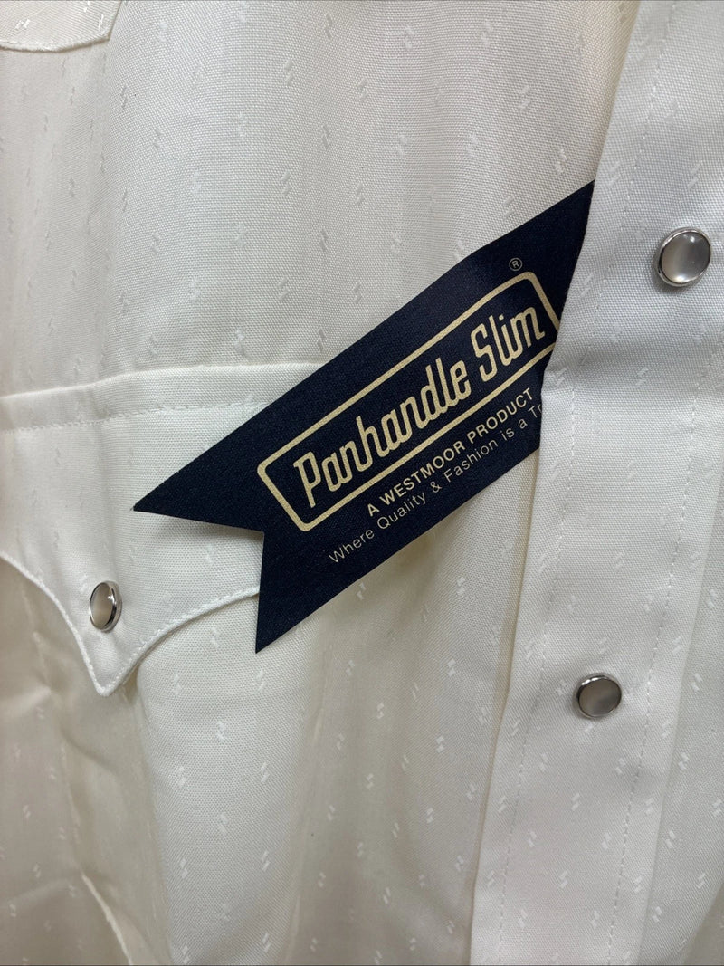 New Men’s Panhandle Slim Off White Long Sleeve Pearl Snap 18 X 34 2XL M-77