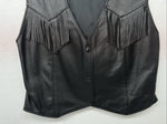 New Women’s Universal Rider Black Leather Fringe Biker Vest Large S-600