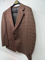 New Men’s Tanbark Red Plaid Suit Jacket 48R #720 X-601