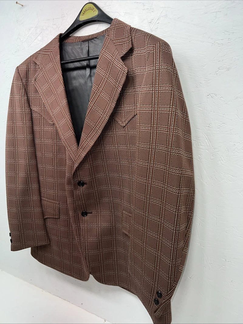 New Men’s Tanbark Red Plaid Suit Jacket 48R #720 X-601
