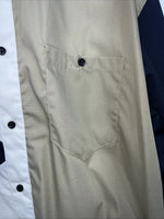 New Men’s Cowboy Threads Navy White Tan Button Up Long Sleeve Shirt Medium I-38