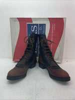 New Men’s Brown Lace Up Texas Brand Cowboy Boots. 4691 9.5 9 1/2 M. 6-108