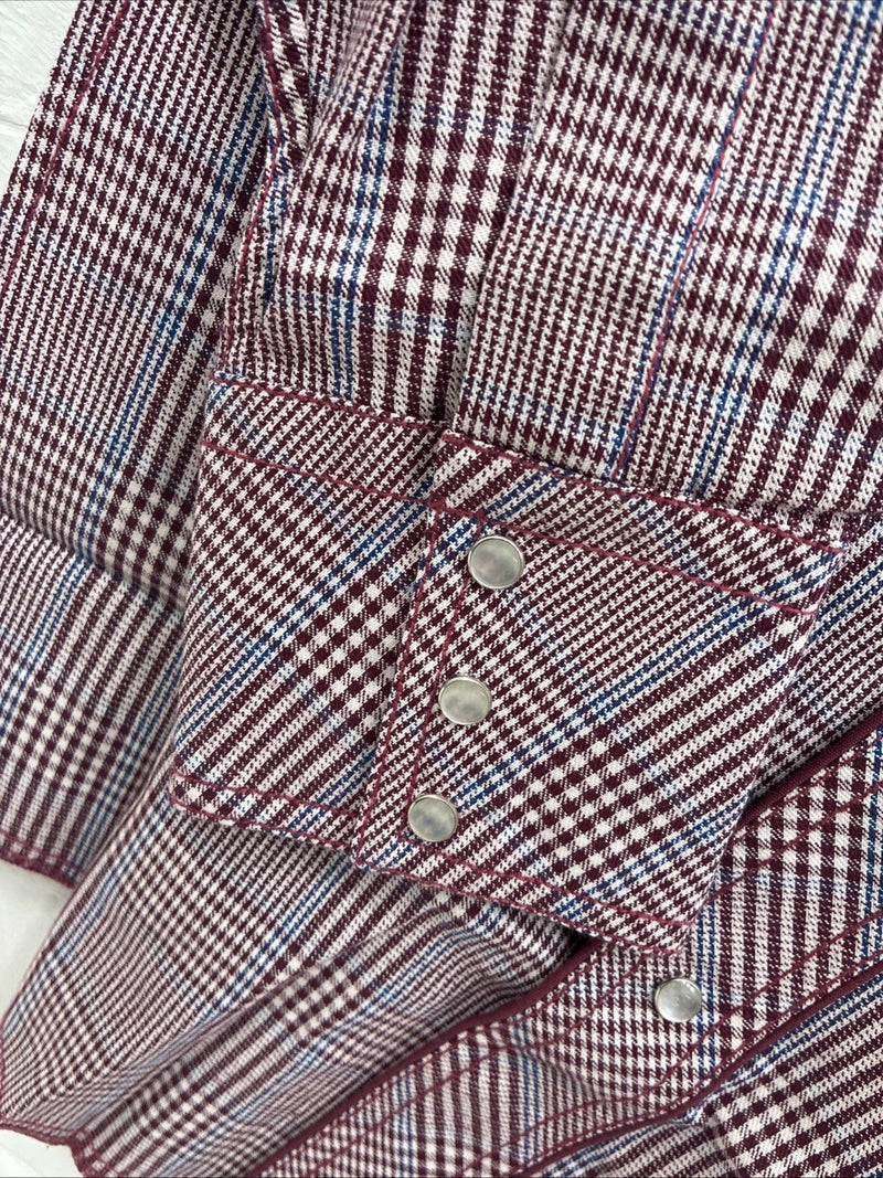 New Men’s Champion Western Red Plaid Long Sleeve Pearl Snap 16.5 Large X-68