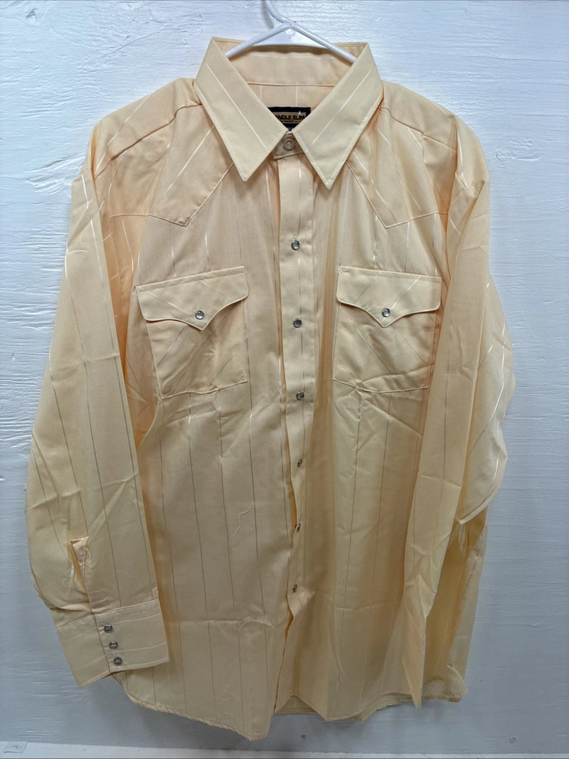 New Men’s Panhandle Slim Yellow Stripe Long Sleeve Pearl Snap 17 X 34 XL X-100