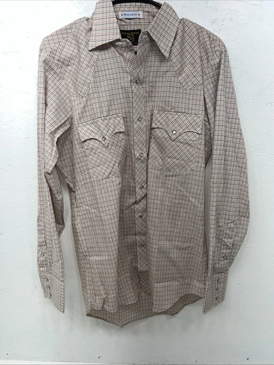 New Men’s Red Plaid Dickson-Jenkins Long Sleeve Pearl Snap Shirt. 15.5x34 M P-76