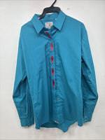 New Women’s Country Charmers Teal Long Sleeve Pearl Snap Large GG-1