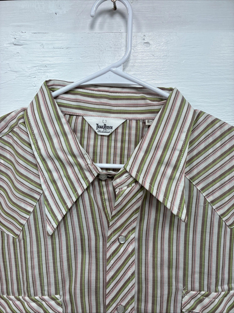 New Men’s Trail Ridge Multiple Color Stripe Long Sleeve Pearl Snap 2XL H-32