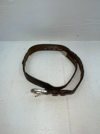 New Brown Genuine Leather Tooled And Silver Pendent 28” Belt #5721 NN-15