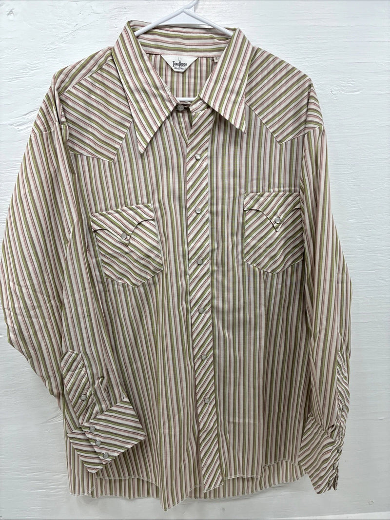 New Men’s Trail Ridge Multiple Color Stripe Long Sleeve Pearl Snap 2XL H-32