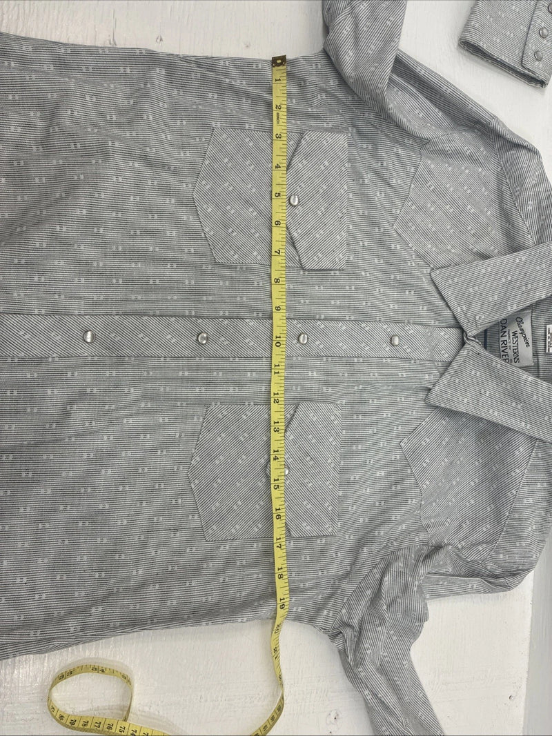 New Men’s Champion Western Gray Long Sleeve Pearl Snap Shirt 15.5 Medium V-60
