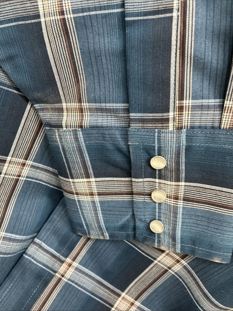 New Men’s ELY Cattleman Blue Flannel Long Sleeve Pearl Snap 2XLT F-60