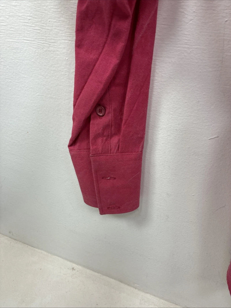 New Women’s Longhorn Pink long Sleeve Button Up Size 6/28  TT-76