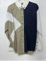 New Men’s Blue Tan Cowboy Threads Long Sleeve Button Up Shirt. Large S-26
