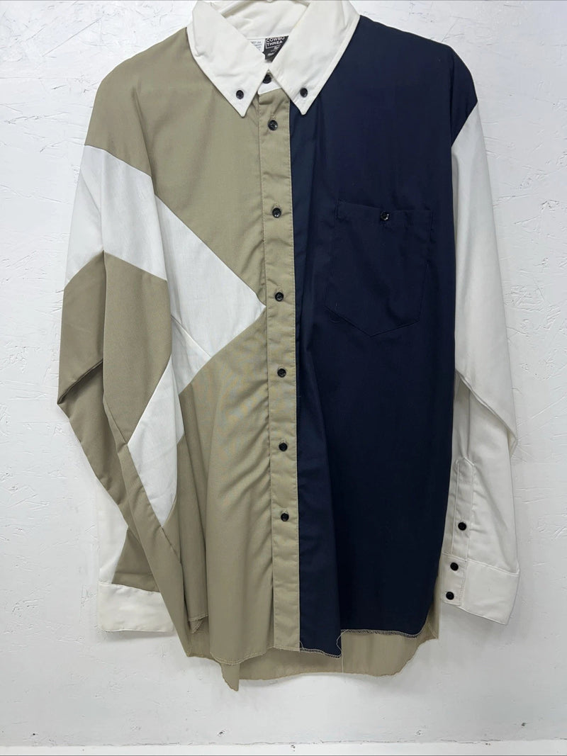 New Men’s Blue Tan Cowboy Threads Long Sleeve Button Up Shirt. Large S-26