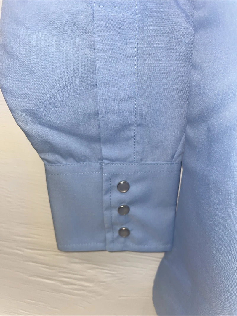 New Men’s ELY Cattleman Blue Long Sleeve Pearl Snap 15.5 X 33 Medium B-114