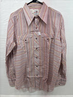 New Men’s Tem Tex Pink Stripe Long Sleeve Pearl Snap 16.5 X 35 Large R-32