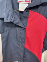 New Women’s Deborah Haman Red Black Tan Long Sleeve Button Up Medium YY-97