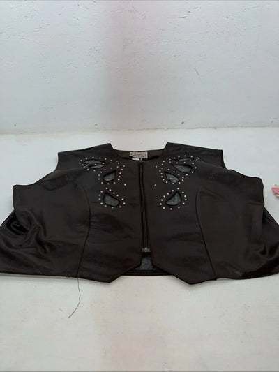New Women’s Brown 1849 Authentic Ranchwear Leather Show Vest XL WW-53