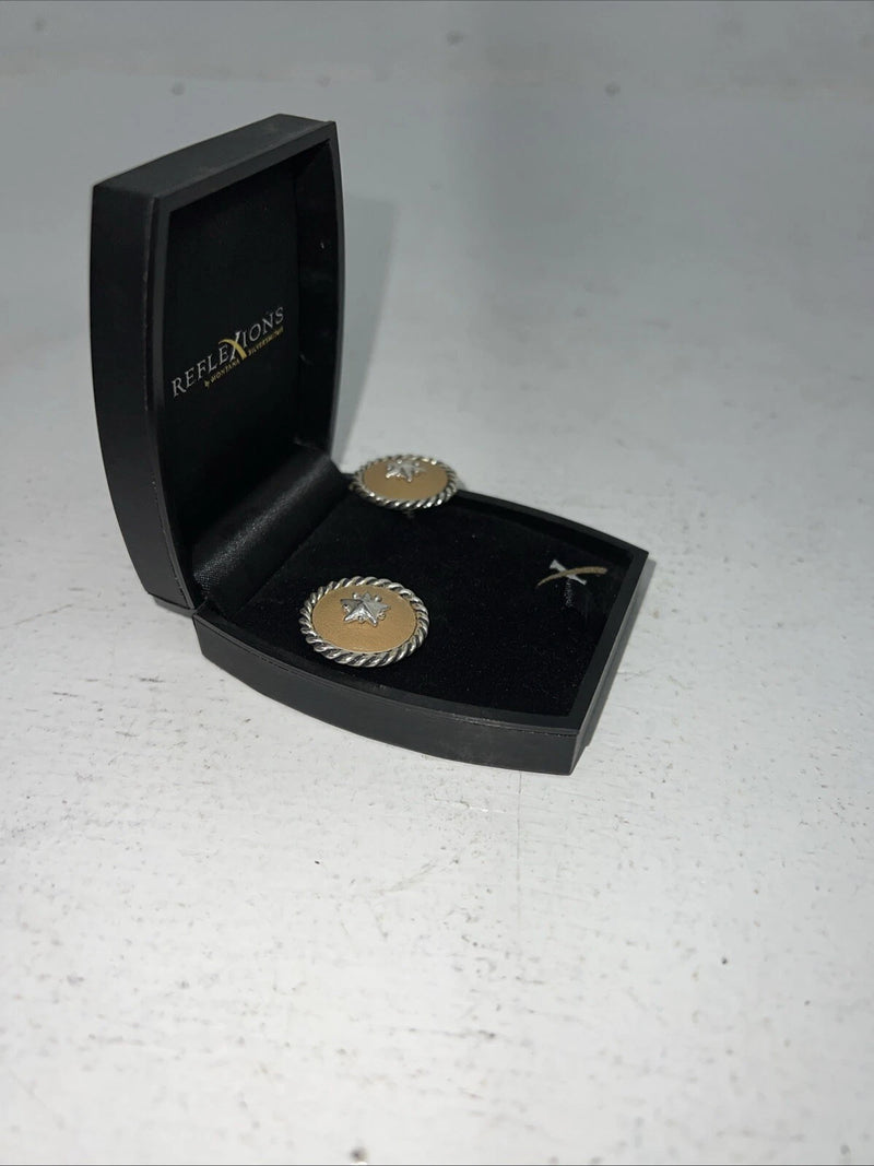 New Women’s Reflexions Silver Leather Earrings. RFR400 A-53