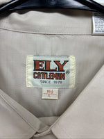 New Men’s ELY Cattleman Tan Short Sleeve Pearl Snap 16.5 Large CC-3