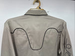 New Women’s White Horse Tan Black Design Long Sleeve Pearl Snap Medium YY-18