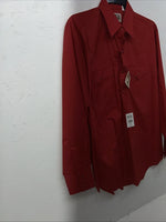 New Men’s Red ELY Cattleman Long Sleeve Pearl Snap Shirt. 16x35 L P-59