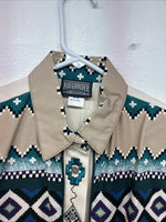 New Women’s Roughrider Tan Designed Long Sleeve Button Up Medium YY-96