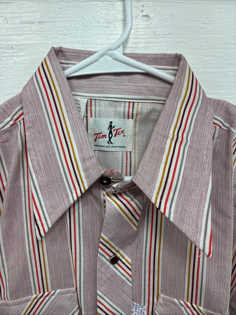 New Men’s Tem Tex Pink Stripe Long Sleeve Pearl Snap 16 X 35 Large Q-109