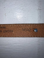 New Brown Genuine Leather Acme Gold Pendent 28” Belt #4642 NN-22