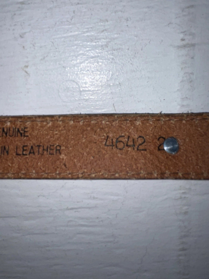 New Brown Genuine Leather Acme Gold Pendent 28” Belt #4642 NN-22