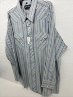 New Men’s White Horse Multiple Color Stripe Long Sleeve Pearl Snap 2XL H-48