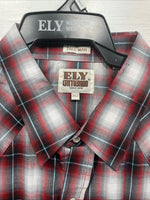 New Men’s ELY Cattleman red Short Sleeve Pearl Snap 3XL E-24