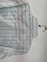 New Women’s White Horse White Blue Stripe Long Sleeve Pearl Snap XL GG-71