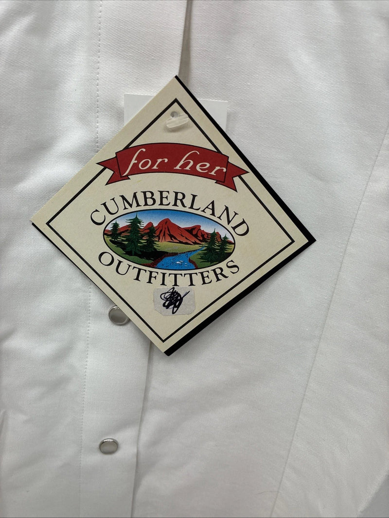New Women’s Cumberland White Deign Short Sleeve Pearl Snap XL II-28