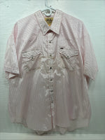 New Men’s ELY Cattleman Pink Stripe Short Sleeve Pearl Snap 3XL H-39