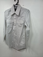 New Boys White Horse Grays Stripe Long Sleeve Pearl Snap Medium DD-119