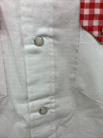 New Men’s Dee-Cee White Red Long Sleeve Pearl Snap 15 Medium AA-9