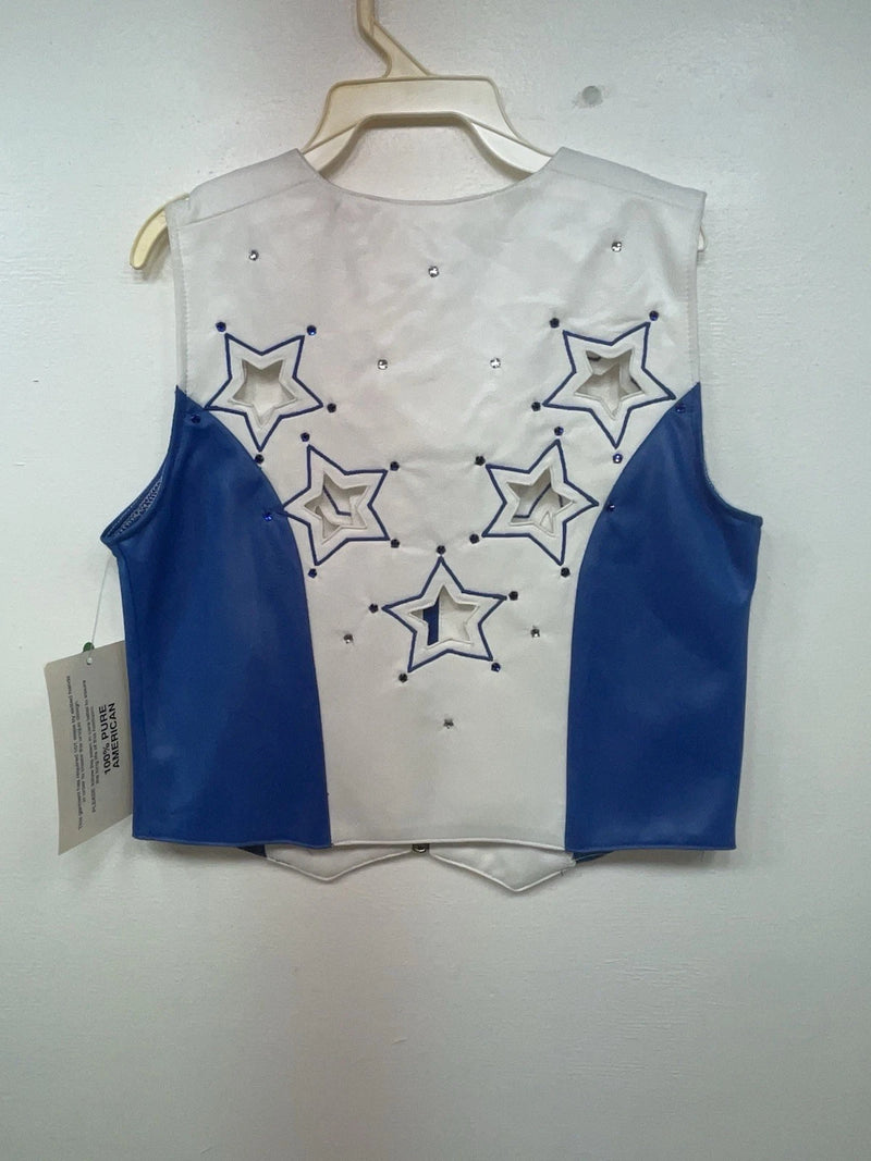 New Kids Blue White And Stars 1849 Cut Off Zip Up Vest S #77872 3B-66