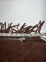 NOS Brown Show Western Chaps With Fringe Adjustable 44” Waist  I-61