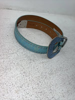 New Blue Genuine Leather 3-D Belt Blue Bling 32” Belt #677 Z-3