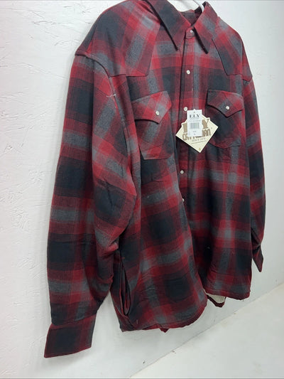 New Men’s ELY Cattleman Red Plaid Wool Jacket XL JJ-600