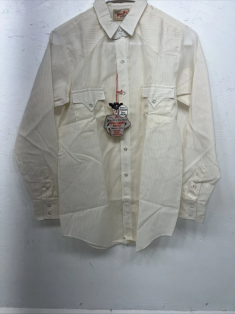 New Children’s Tan Stripped Tem-Tex Western Long Sleeve Button Up Shirt. 16 S-35