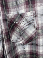 New Women’s Cumberland Purple Plaid Long Sleeve Pearl Snap 3XL GG-33