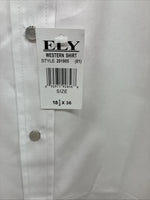New Men’s ELY Cattleman White Long Sleeve Pearl Snap 18.5 X 36 2XL R-23
