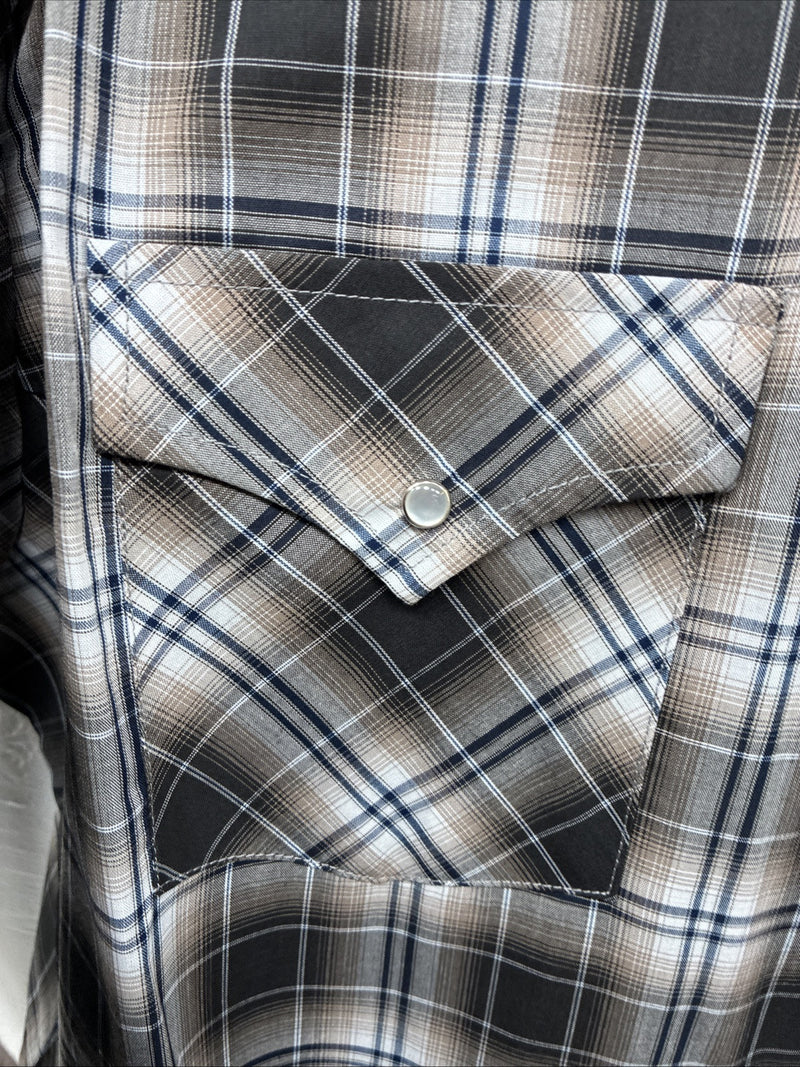 New Men’s ELY Cattleman Brown Flannel Long Sleeve Pearl Snap 4XL E-81