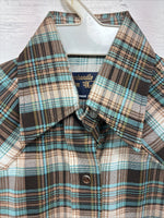 New Kids Panhandle Slim Multicolor Plaid Long Sleeve Pearl Snap Size 10 CC-84