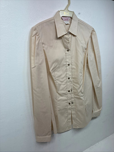 New Women’s H Bar C Tan Long Sleeve Pearl Snap Size 34 II-85