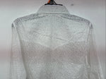 New Women Cumberland White Cheetah Print Long Sleeve Pearl Snap Medium LL-9