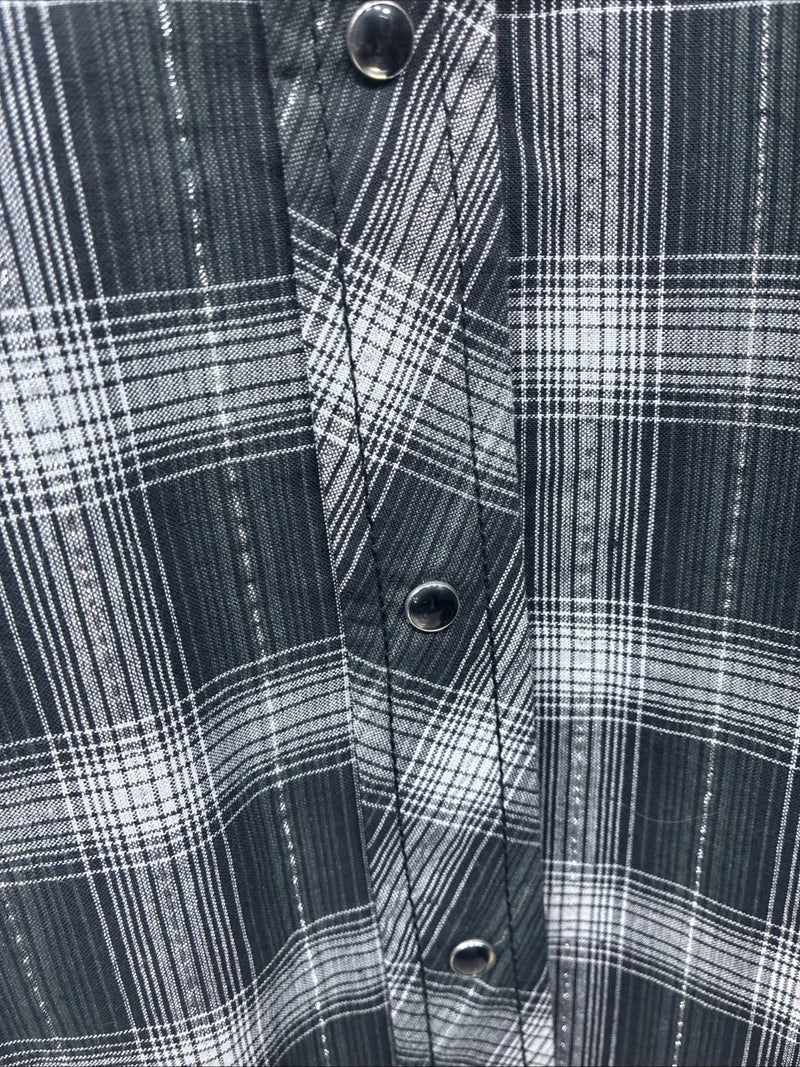 New Girls Cumberland Black plaid Long Sleeve Pearl Snap Size 2XL CC-121