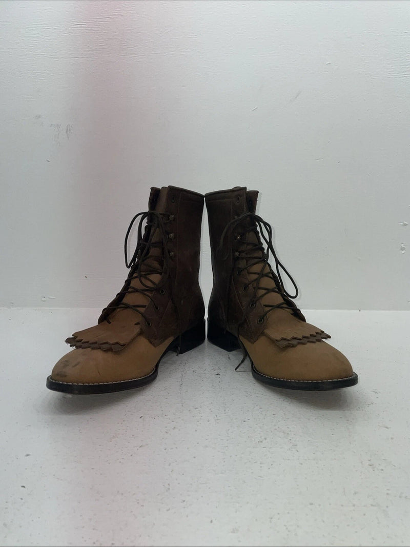 New Women’s Brown Lace Up Acme Cowboy Boots. C 4020 8.5 8 1/2 M. 15-20